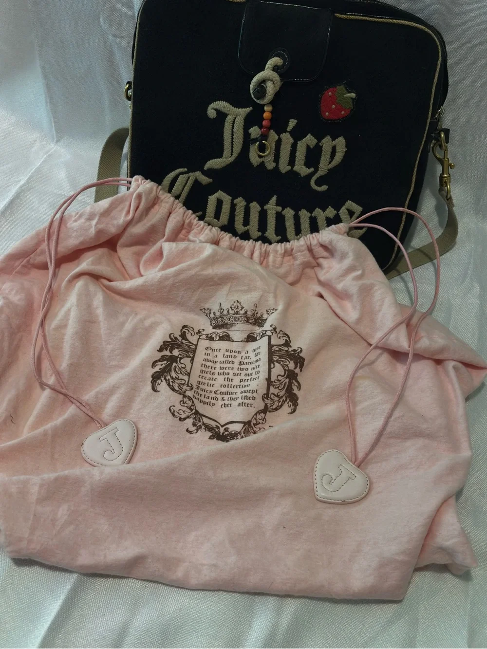Vintage Juicy Couture Black Laptop Crossbody Bag with Tan Trim
